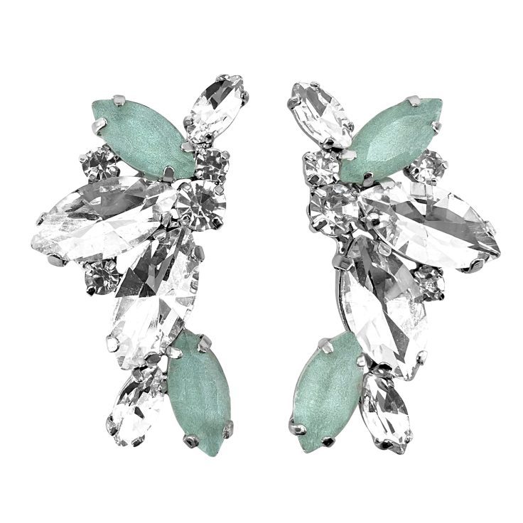 Orecchini Con Pietre Crystal E Verde Acqua - Mercurio28