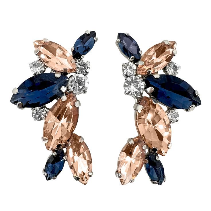 Orecchini Con Pietre Blu E Cipria - Mercurio30