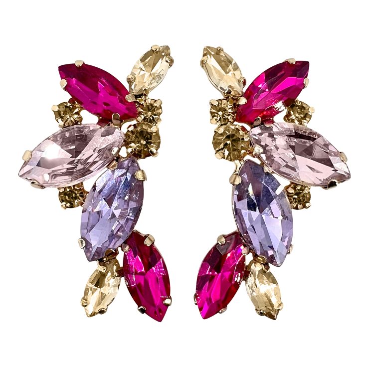 Orecchini Con Pietre Oro Fucsia Rosa E Ametista - Mercurio39