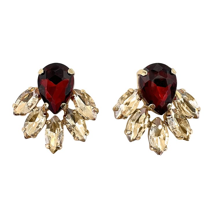 Orecchini Con Pietre Bordeaux E Oro - Clio33