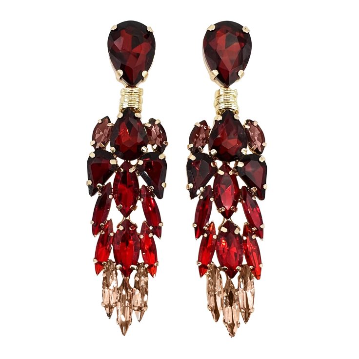 Orecchini Con Pietre Bordeaux Rosse E Cipria - Praga4