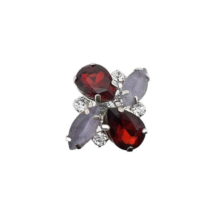 Anello Con Pietre Burgundy Bordeaux E Grigie - A31Afrodite