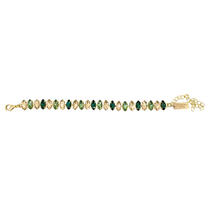 Bracciale Placcato Oro 24K Con Pietre Verdi E Oro - B6Themis