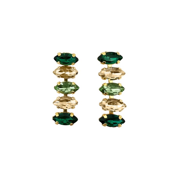 Orecchini Placcati Oro 24K Con Pietre Verdi E Oro - Themis14