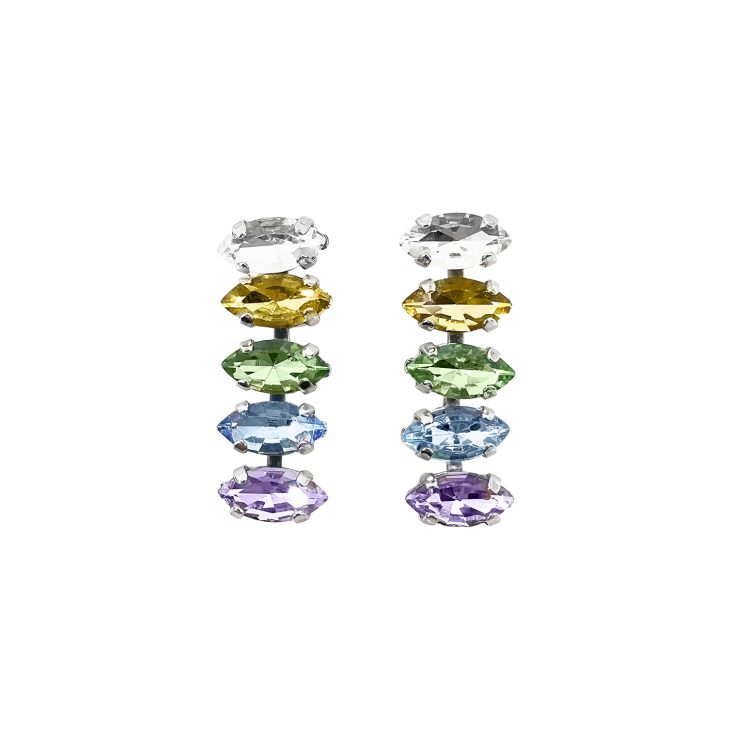 Orecchini Placcati Oro 24K Con Pietre Crystal Gialle Verdi Celesti E Ametista - Themis21