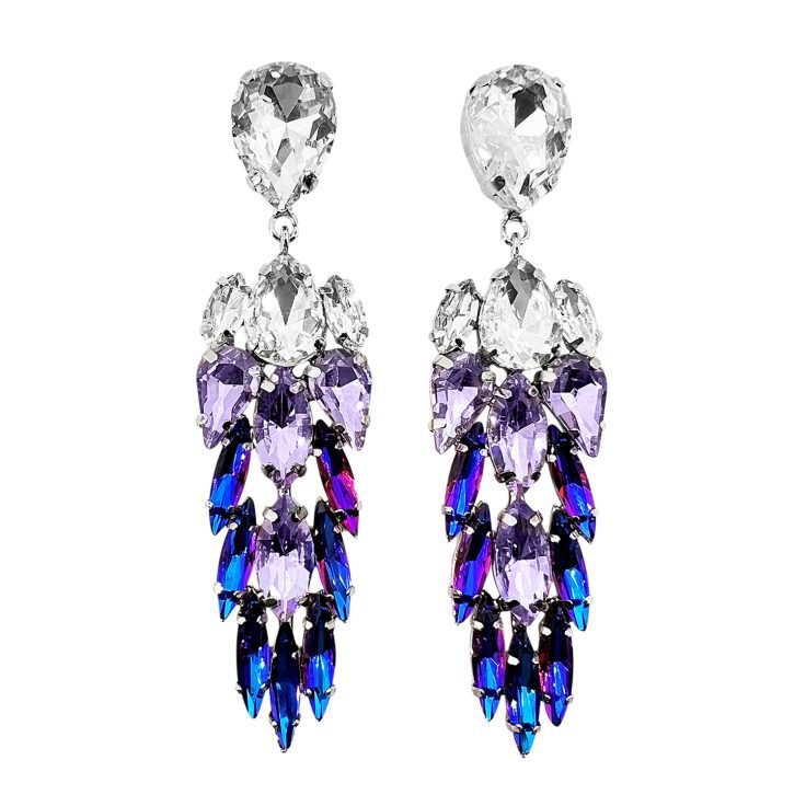 Orecchini Con Pietre Ametista Crystal E Blu Elettrico Cangiante - Praga3