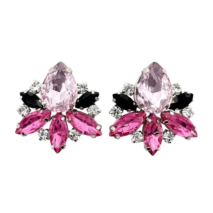 Orecchini Con Pietre Rosa Nere E Fragola - Venere21