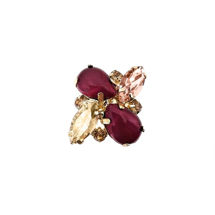 Anello Con Pietre Burgundy Oro E Cipria - A30Afrodite