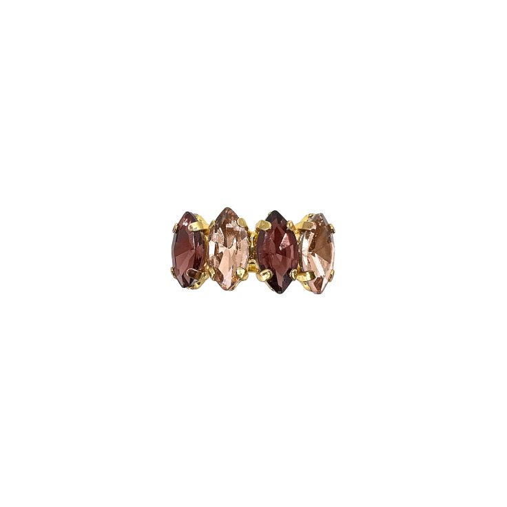 Anello Placcato Oro 24K Con Pietre Marsala E Cipria - A2Themis