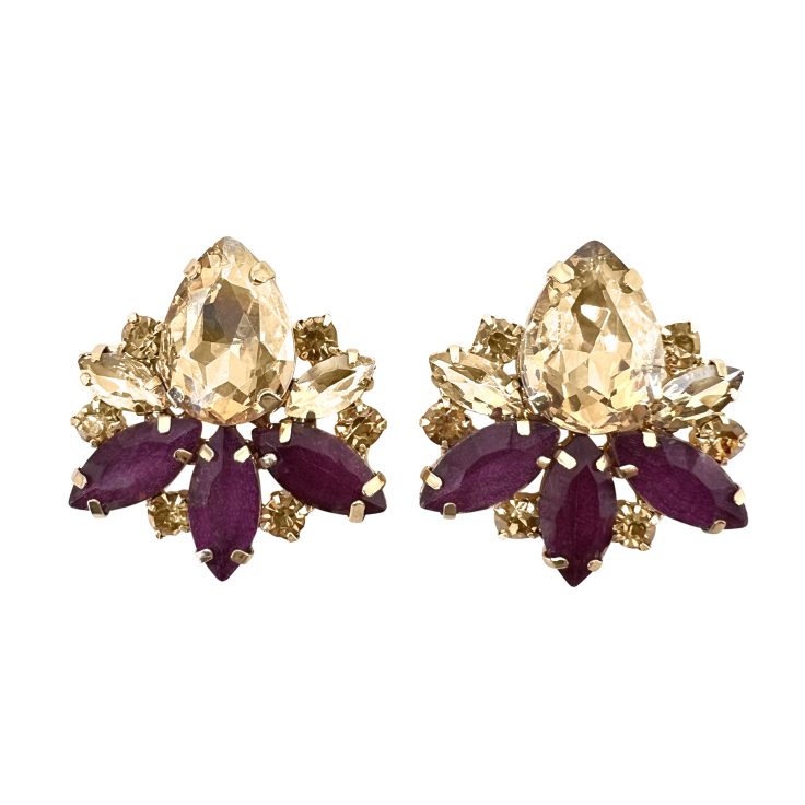 Orecchini Con Pietre Viola E Oro - Venere17