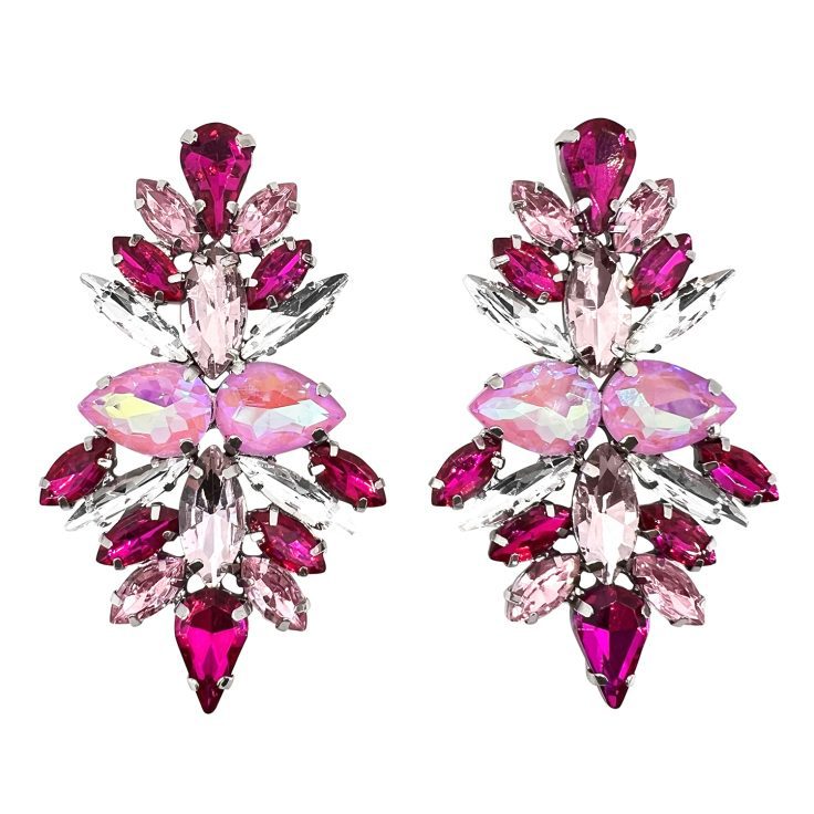 Orecchini Con Pietre Fucsia Rosa Cangiante E Crystal – Monaco16