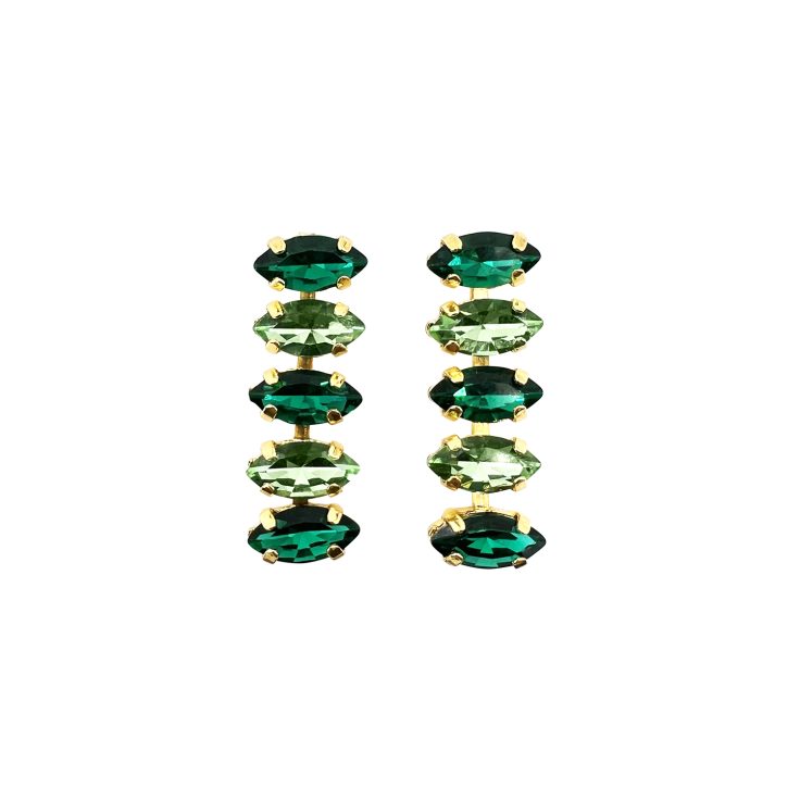 Orecchini Placcati Oro 24K Con Pietre Verdi - Themis4