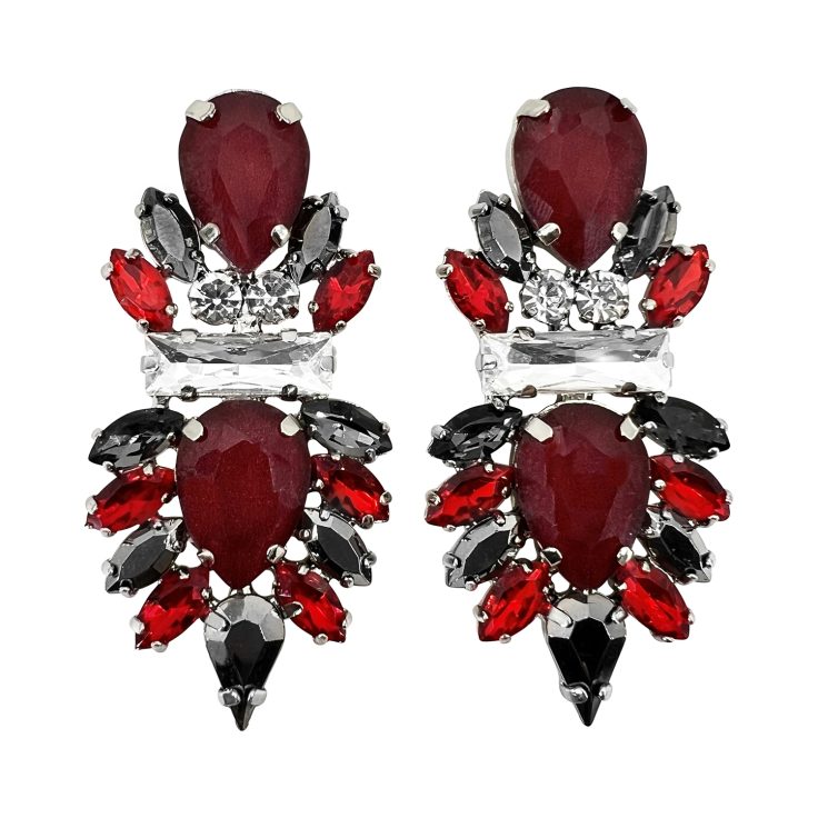 Orecchini Con Pietre Bordeaux Rosse Antracite - Andromeda6
