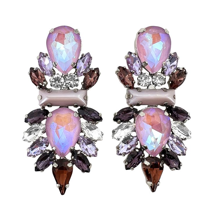 Orecchini Con Pietre Rosa Cangianti Ametista Marsala E Pietre Lavanda Perlate - Andromeda10