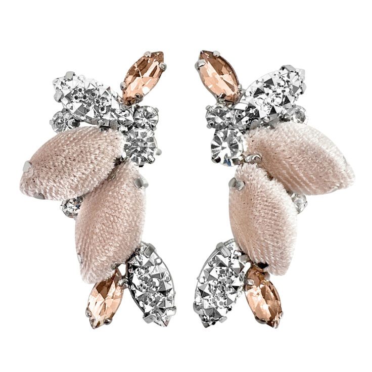 Orecchini Con Pietre Glitter Cipria E Velluto Rosa - Mercurio45