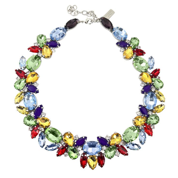 Collana Con Pietre Celesti Rosse Gialle Verdi Ametista E Viola - Silvia14