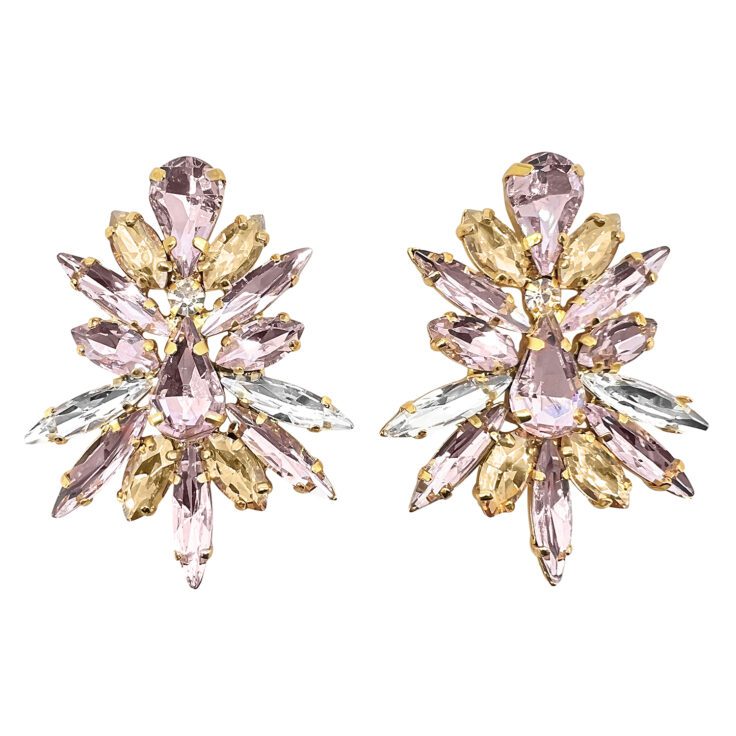Orecchini Con Pietre Rosa Oro E Crystal - Cupido10