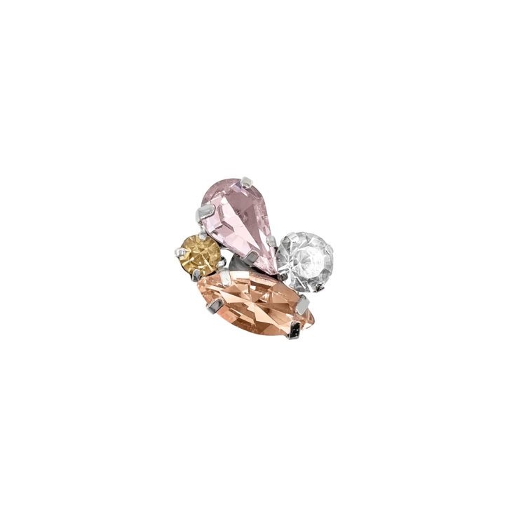 Anello Con Pietre Rosa Oro Cipria E Crystal - A32Diana