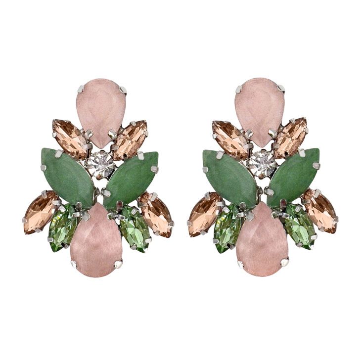 Orecchini Con Pietre Rosa Crystal E Oro - Marte43