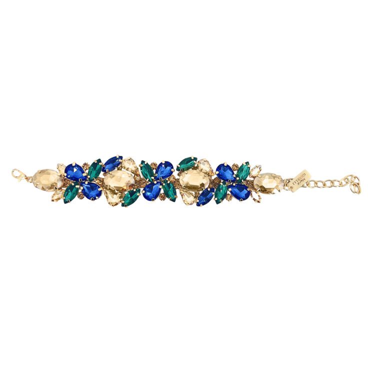 Bracciale Con Pietre Blu Elettrico Verdi E Oro - Armonia21