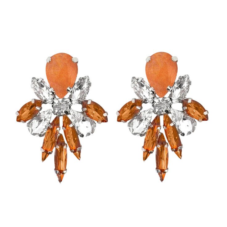 Orecchini Con Pietre Arancioni E Crystal - Sole13