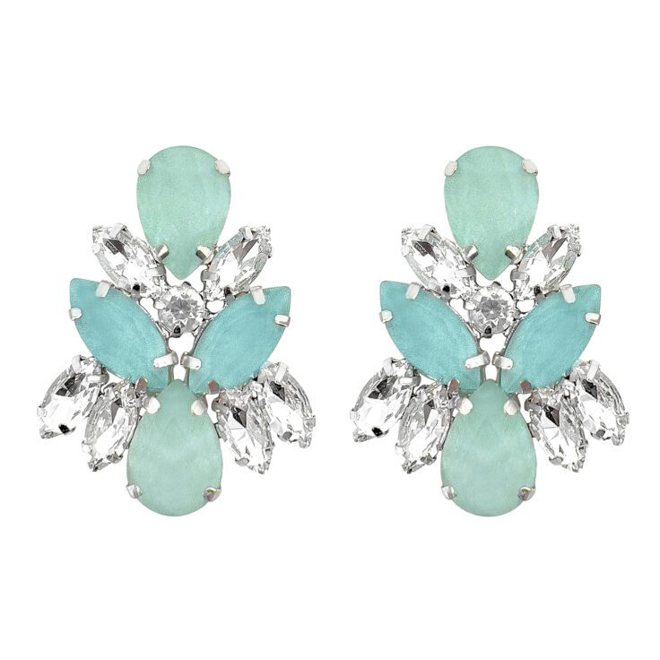 Orecchini Con Pietre Verde Acqua E Crystal - Marte36