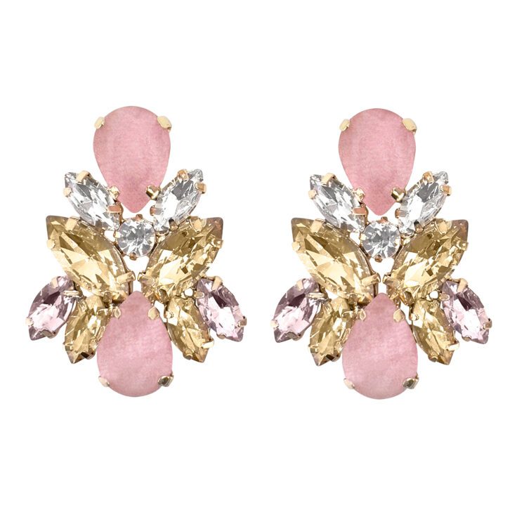 Orecchini Con Pietre Rosa Crystal E Oro - Marte41