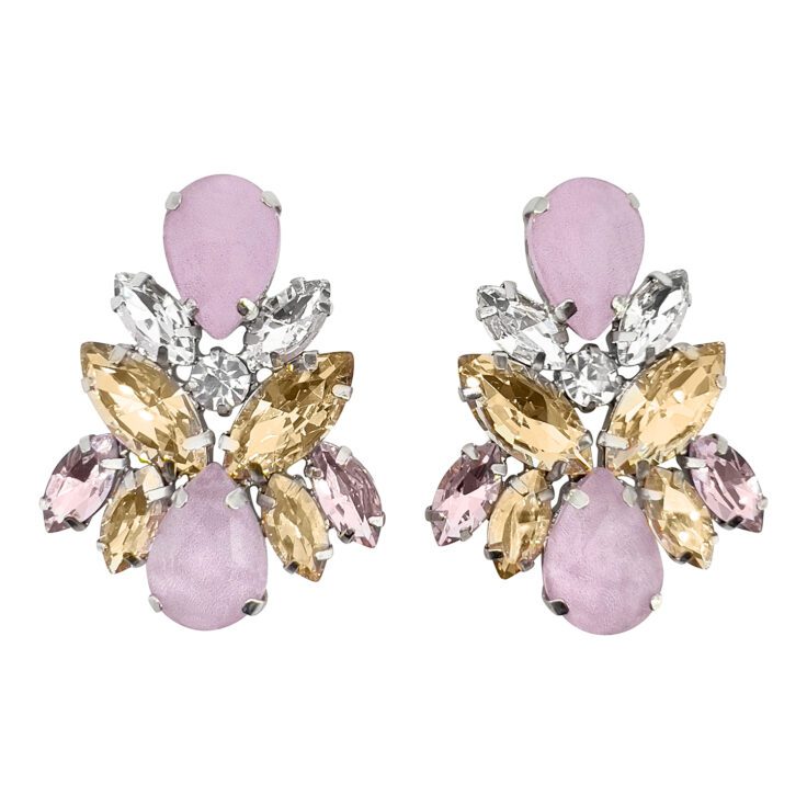 Orecchini Con Pietre Rosa Crystal E Oro - Marte42