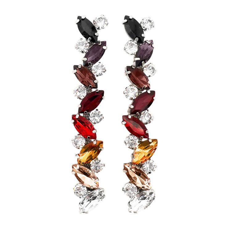 Orecchini Con Pietre Nere Viola Marsala Bordeaux Rosse Arancioni Cipria E Oro - Hollywood20