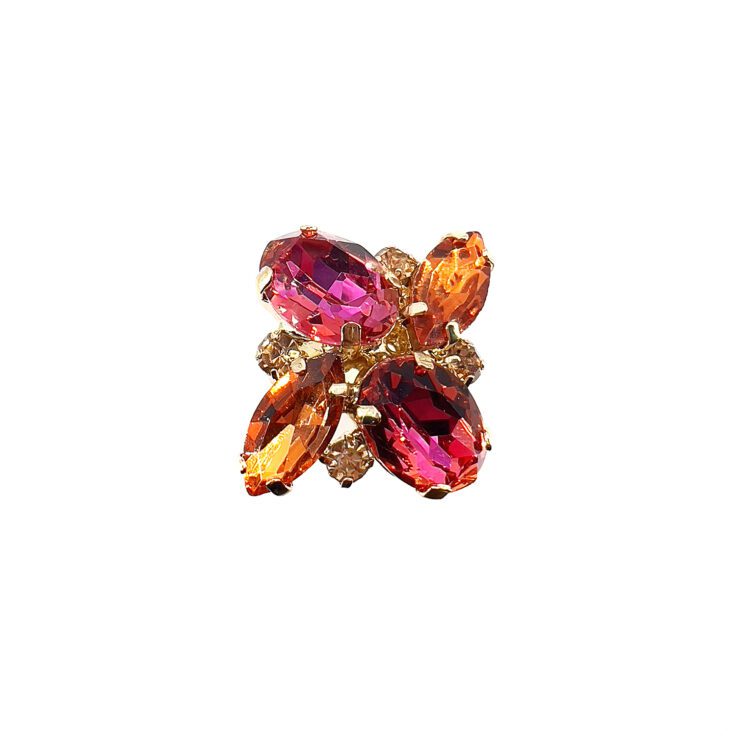 Anello Con Pietre Arancioni E Fragola Cangianti - A38Afrodite