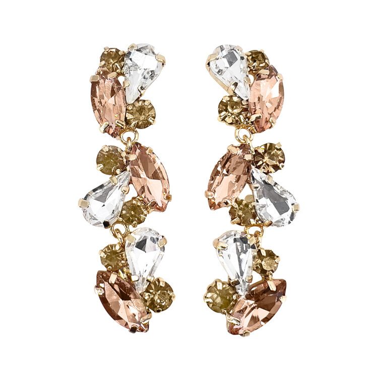 Orecchini Con Pietre Cipria Oro E Crystal - Sirio21