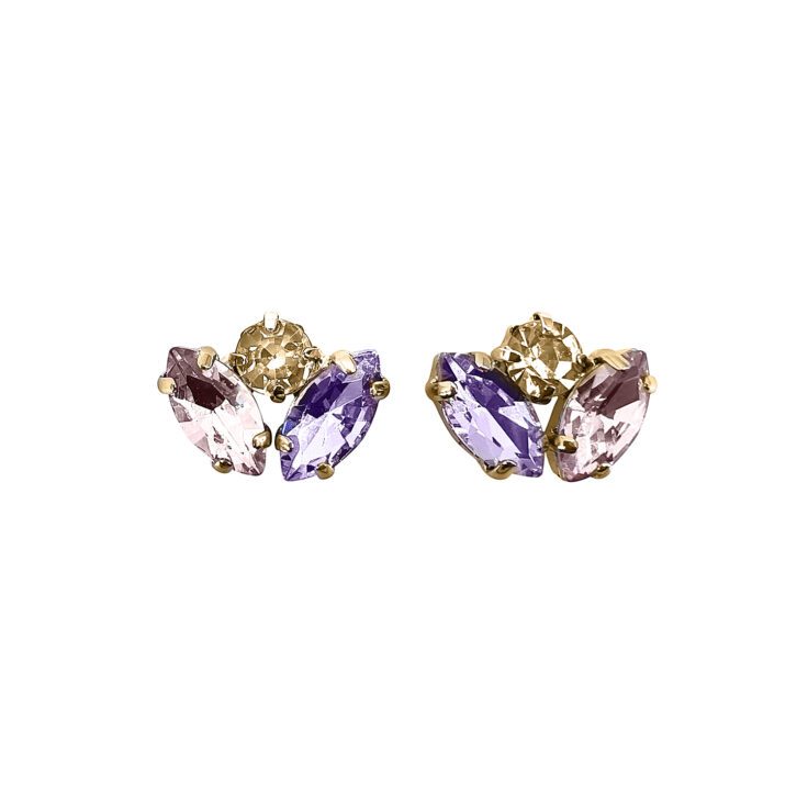 Orecchini Placcati Oro 24K Con Pietre Ametista Rosa E Oro - Persefone53