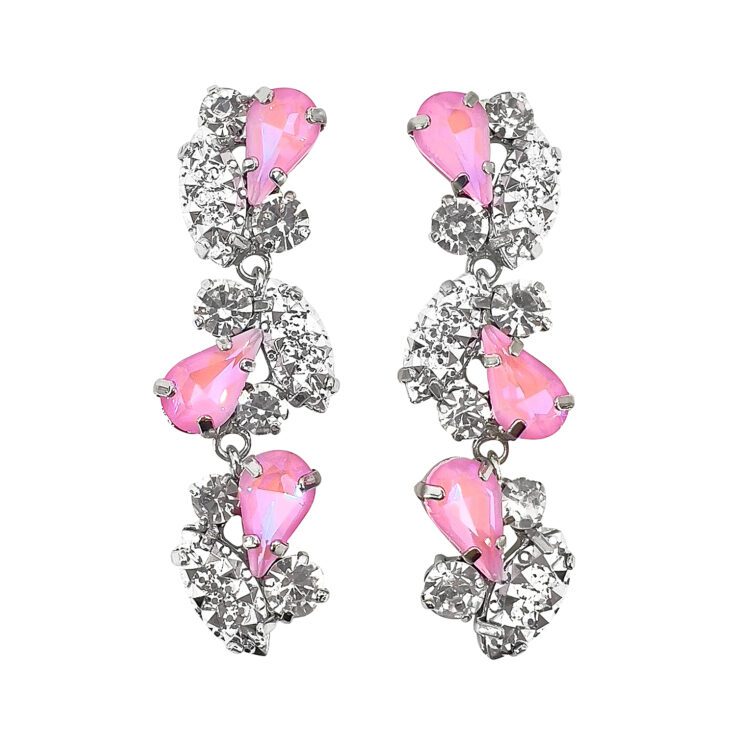 Orecchini Con Pietre Glitter E Rosa Cangianti - Sirio20