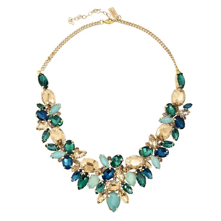 Collana Con Pietre Ottanio Verde Acqua Verdi E Oro - Alice4