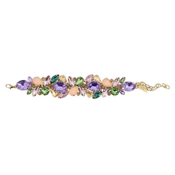 Bracciale Con Pietre Cipria Ametista Verdi Rosa E Oro - Armonia24