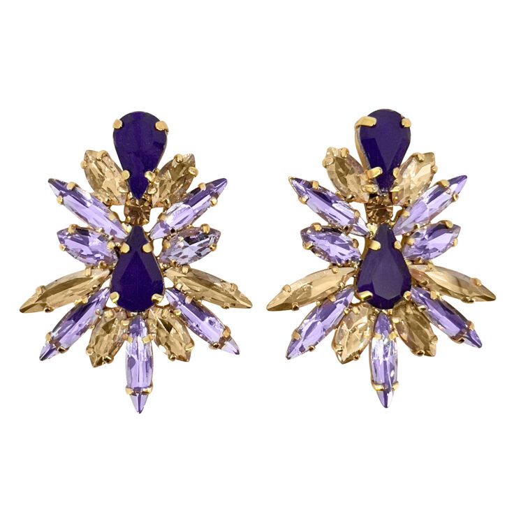 Orecchini Con Pietre Ametista Viola E Oro - Cupido17