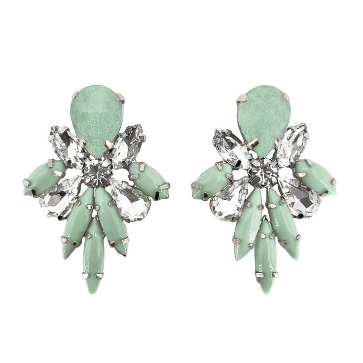 Orecchini Con Pietre Verde Acqua Perlate E Crystal - Sole14