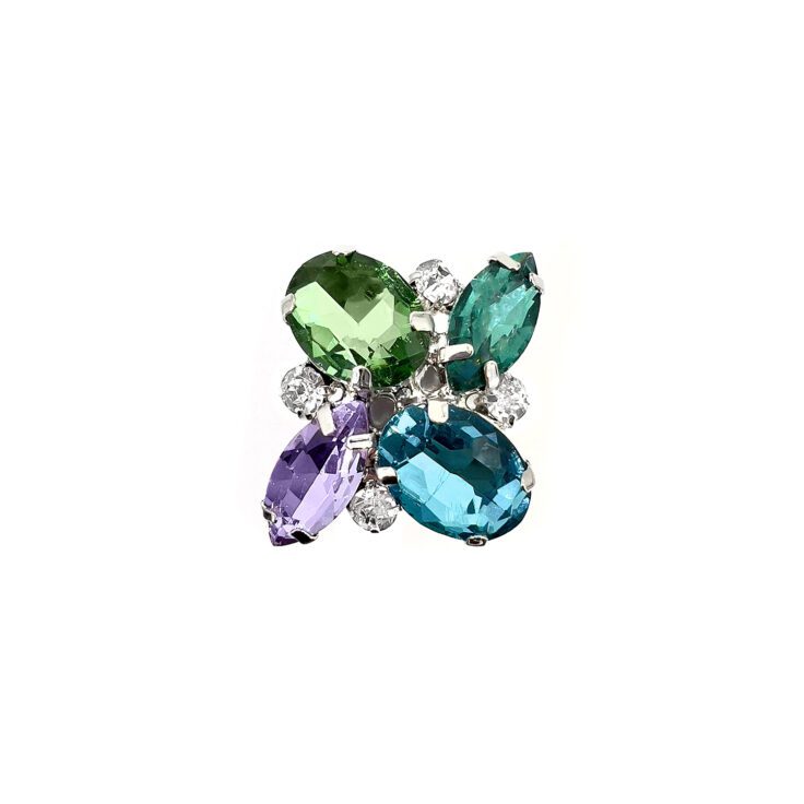 Anello Con Pietre Turchesi Verdi E Ametista - A40Afrodite