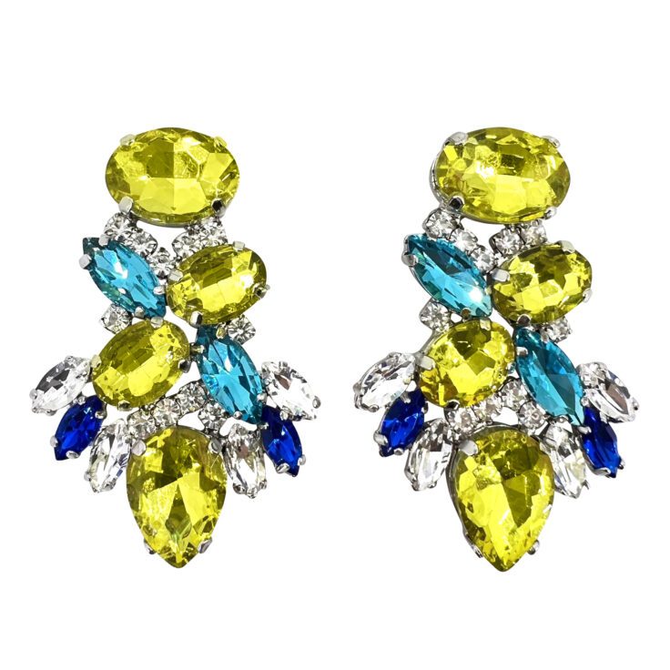 Orecchini Con Pietre Giallo Lime Turchesi E Blu - Atmosfera20