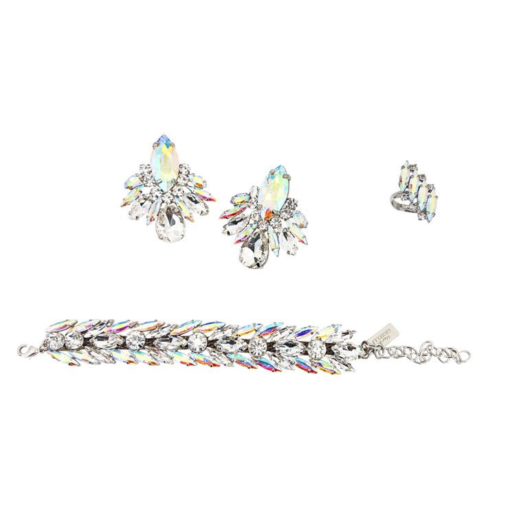 Orecchini Bracciale E Anello Con Pietre Boreali - Set13