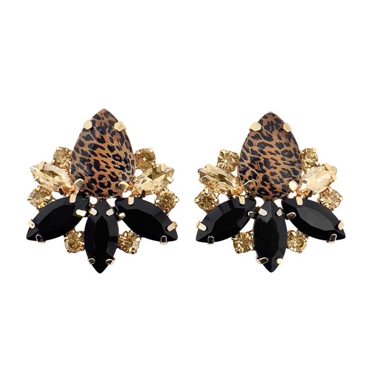 Orecchini Con Pietre Animalier Nere E Oro - Venere35