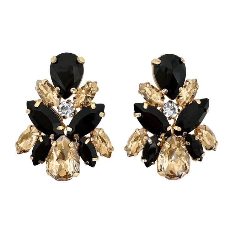 Orecchini Con Pietre Nere E Oro - Marte48