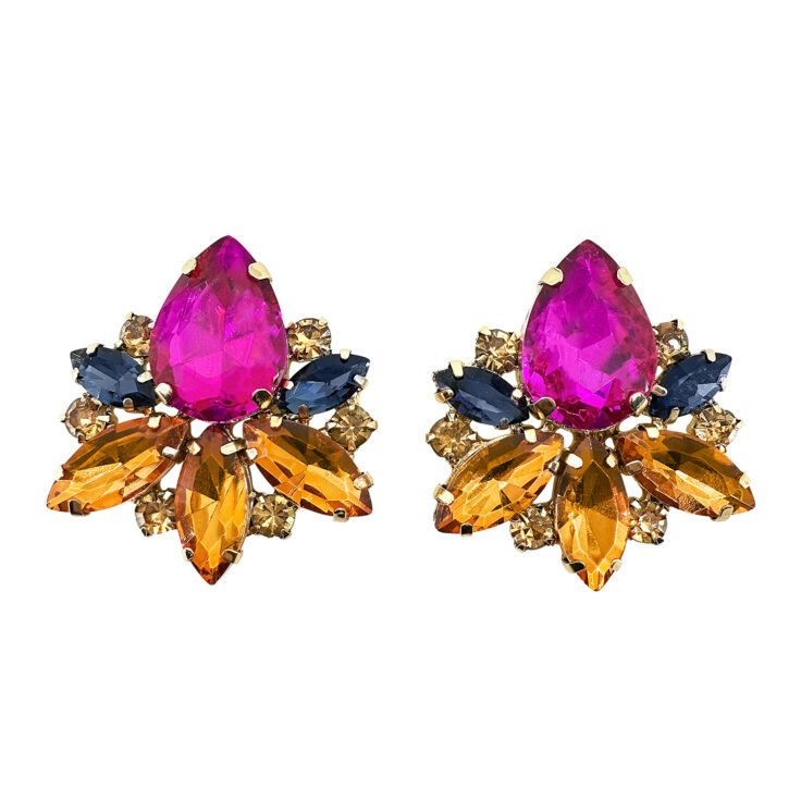 Orecchini Con Pietre Fucsia Blu E Arancioni  - Venere37