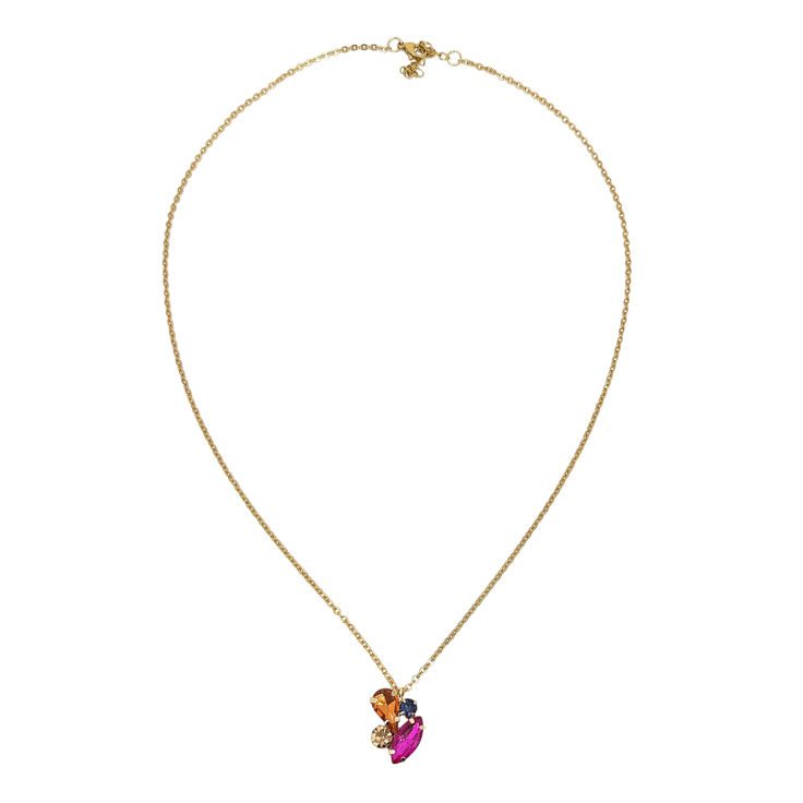 Collana Con Pietre Fucsia Blu E Arancioni - C6Diana