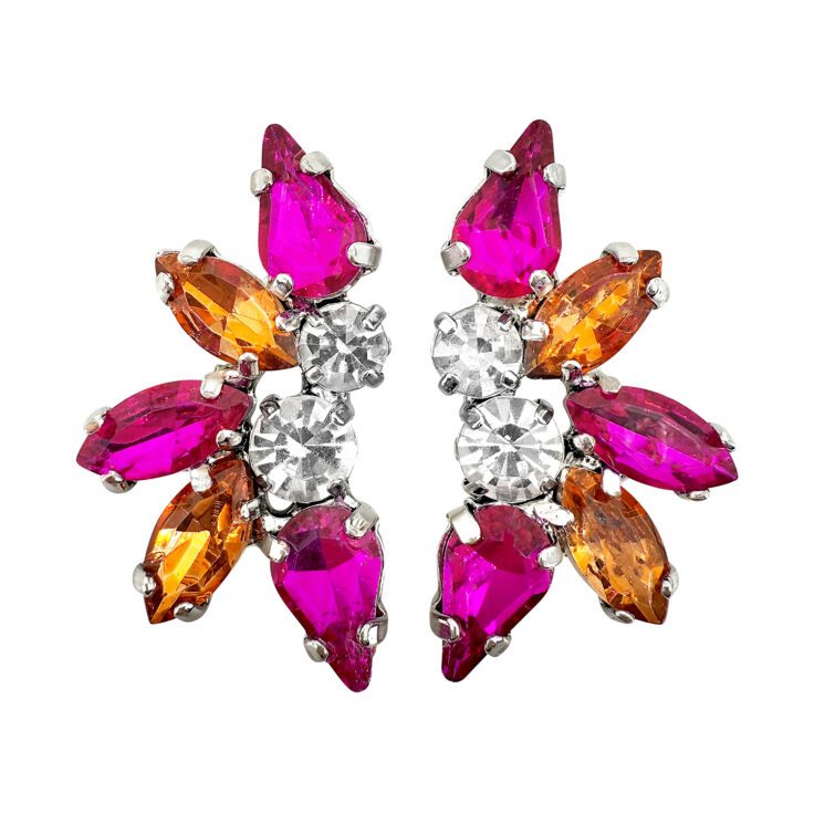 Orecchini Con Pietre Fucsia E Arancioni - Atena41