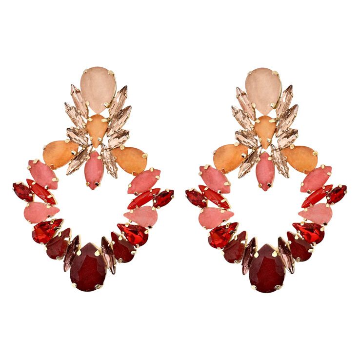 Orecchini Con Pietre Cipria Arancioni Corallo Rosse E Bordeaux - Parigi14
