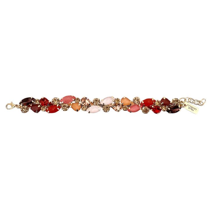 Bracciale Con Pietre Cipria Arancioni Corallo Rosse E Bordeaux - Saggezza27