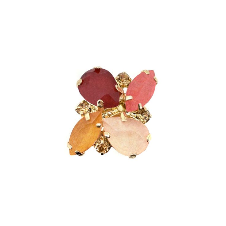 Anello Con Pietre Cipria Arancioni Corallo E Bordeaux - A41Afrodite