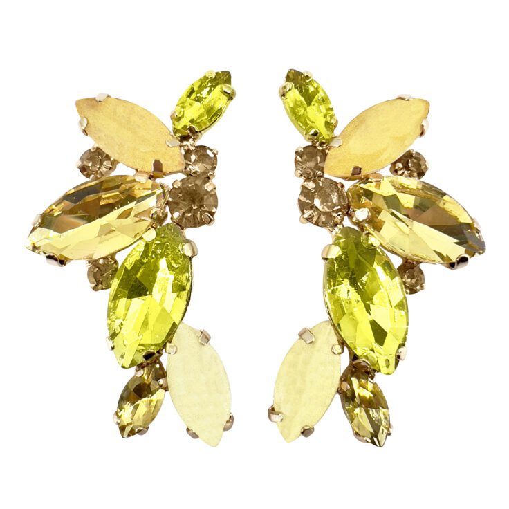 Orecchini Con Pietre Gialle Oro E Giallo Lime - Mercurio58