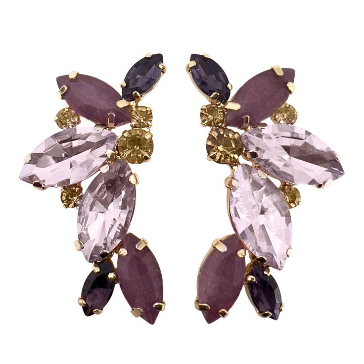 Orecchini Con Pietre Viola Malva E Rosa - Mercurio60